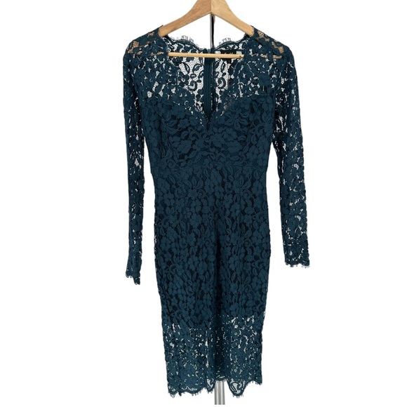Bardot Midnight Lace Long Sleeve Midi Dress in Ash Blue NWT size 4 - Picture 4 of 14